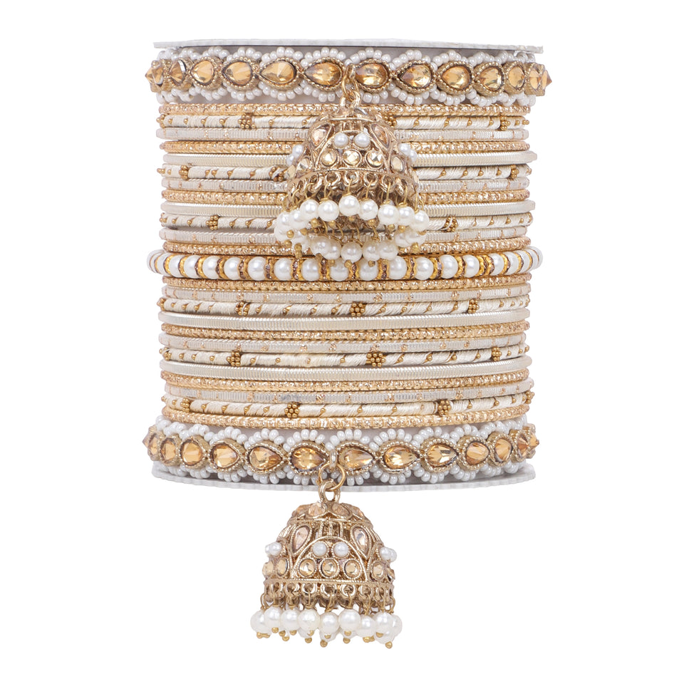 Bridal Jhumki Style Bangle set for two hands by Leshya (Plus Size)