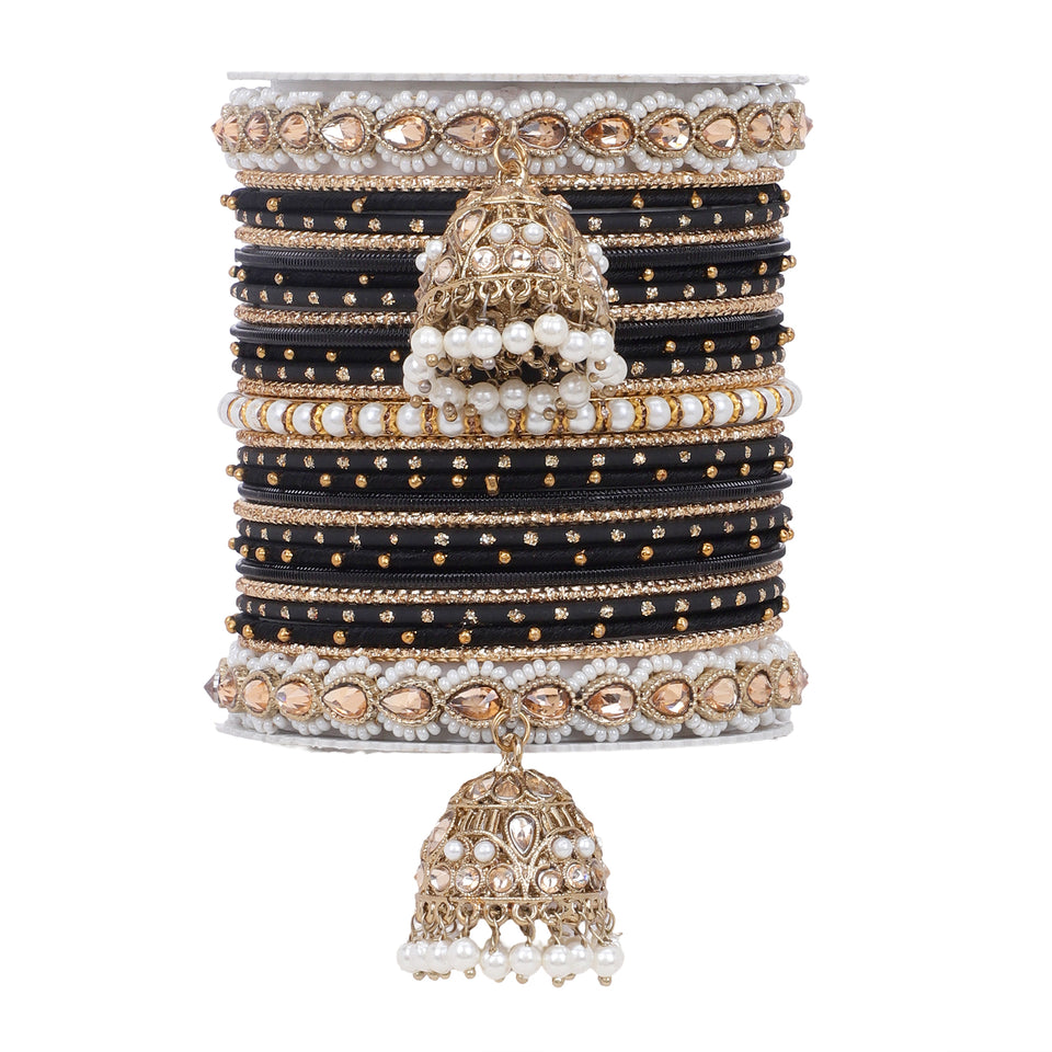 Bridal Jhumki Style Bangle set for two hands by Leshya (Plus Size)