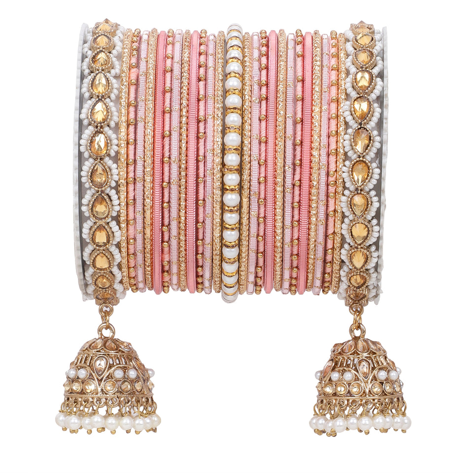 Bridal Jhumki Style Bangle set for two hands by Leshya (Plus Size)