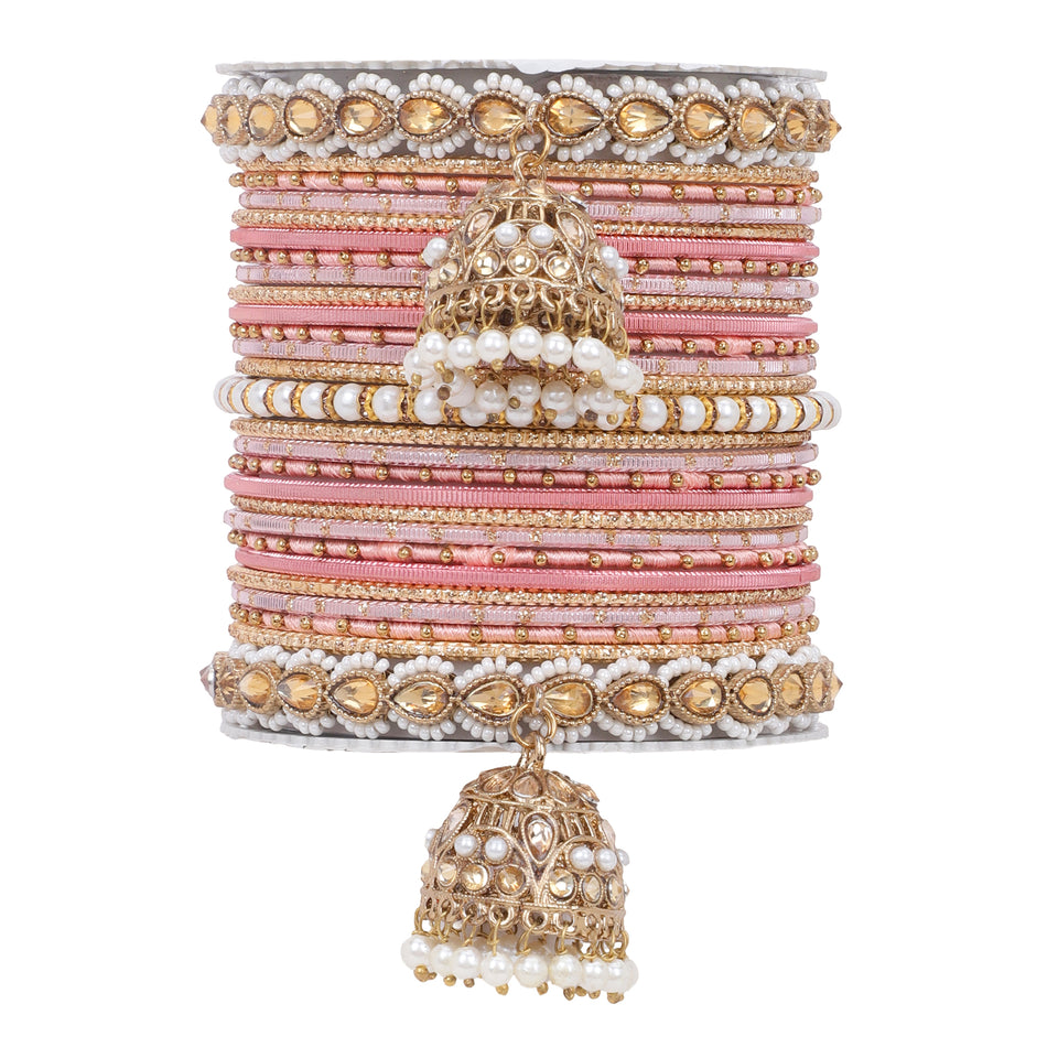 Bridal Jhumki Style Bangle set for two hands by Leshya (Plus Size)