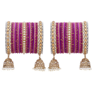 Bridal Jhumki Style Bangle set for two hands by Leshya (Plus Size)