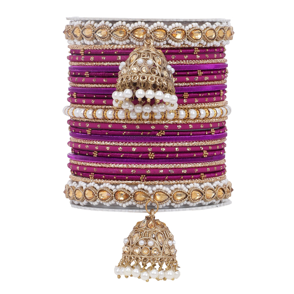 Bridal Jhumki Style Bangle set for two hands by Leshya (Plus Size)