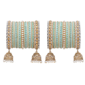 Bridal Jhumki Style Bangle set for two hands by Leshya (Plus Size)