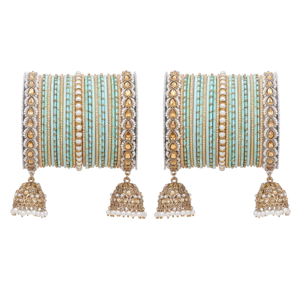 Bridal Jhumki Style Bangle set for two hands by Leshya (Plus Size)