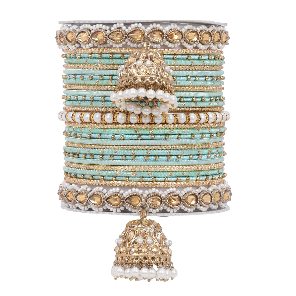 Bridal Jhumki Style Bangle set for two hands by Leshya (Plus Size)