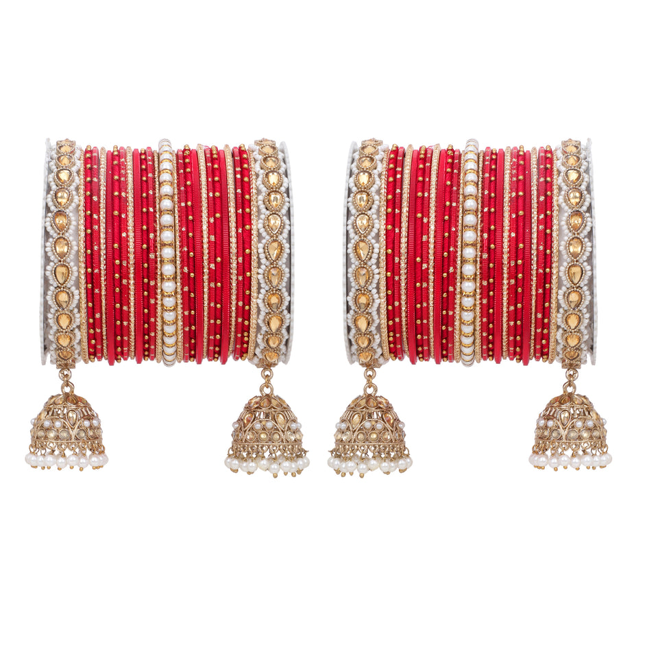 Bridal Jhumki Style Bangle set for two hands by Leshya (Plus Size)