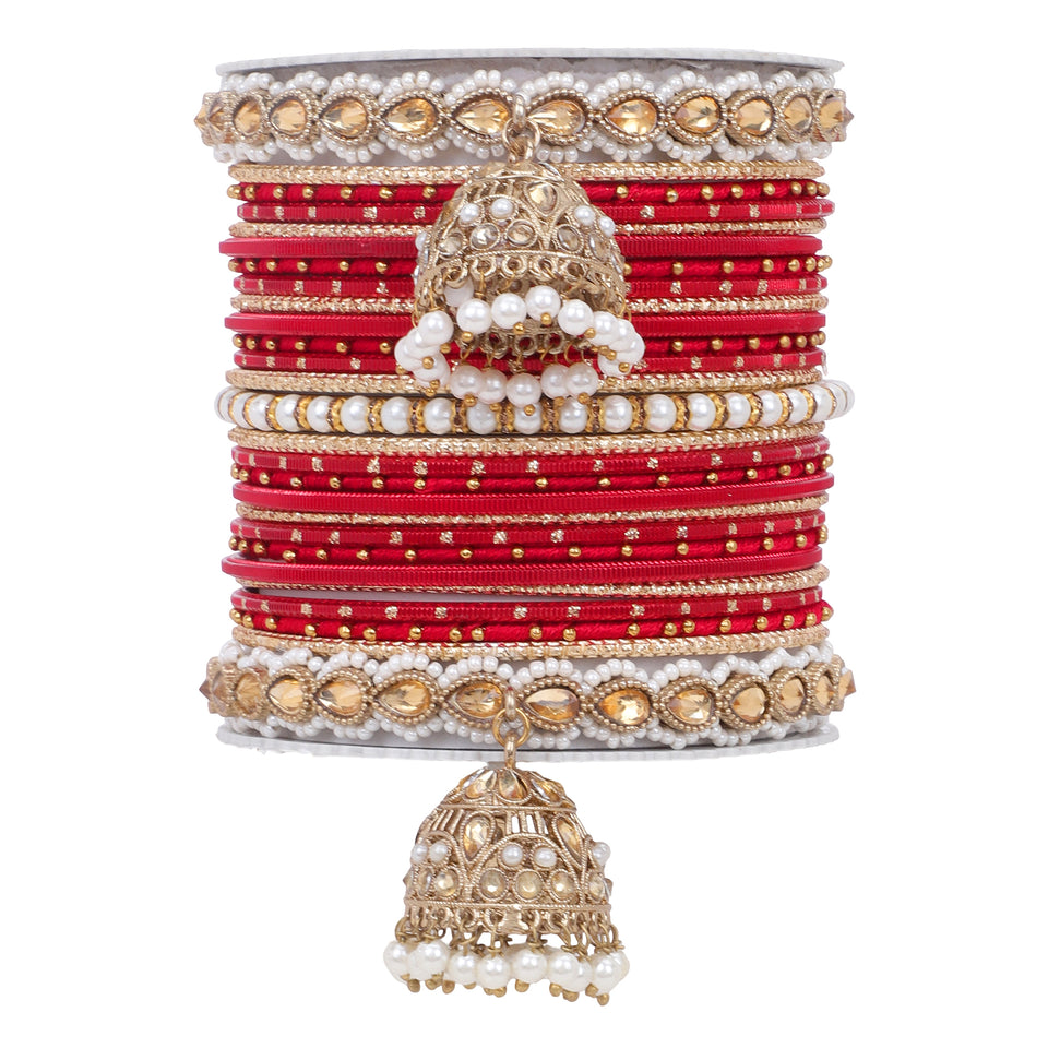 Bridal Jhumki Style Bangle set for two hands by Leshya (Plus Size)