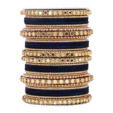 Velvet Bangles set with Golden Mirrorwork Kada