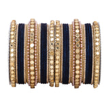 Velvet Bangles set with Golden Mirrorwork Kada
