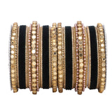 Velvet Bangles set with Golden Mirrorwork Kada