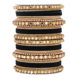 Velvet Bangles set with Golden Mirrorwork Kada