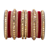 Velvet Bangles set with Golden Mirrorwork Kada