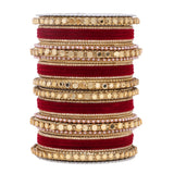 Velvet Bangles set with Golden Mirrorwork Kada