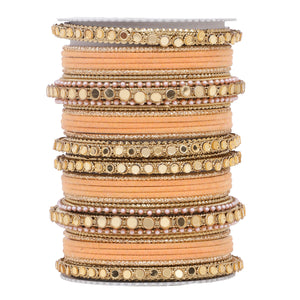 Velvet Bangles set with Golden Mirrorwork Kada