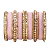 Velvet Bangles set with Golden Mirrorwork Kada