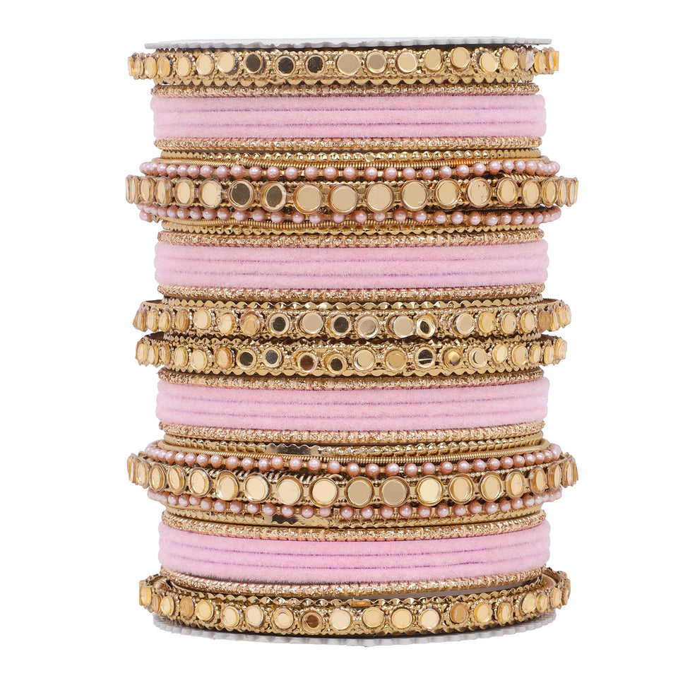 Velvet Bangles set with Golden Mirrorwork Kada