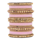 Velvet Bangles set with Golden Mirrorwork Kada