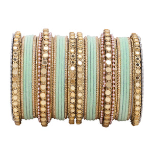 Velvet Bangles set with Golden Mirrorwork Kada