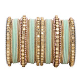 Velvet Bangles set with Golden Mirrorwork Kada