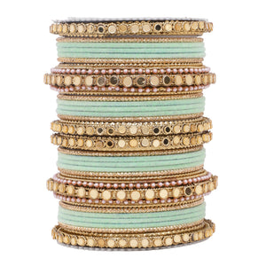 Velvet Bangles set with Golden Mirrorwork Kada