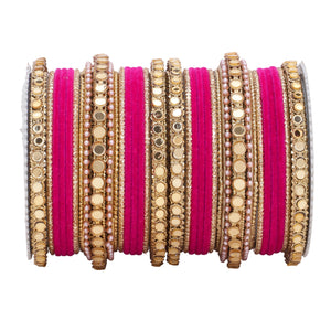 Velvet Bangles set with Golden Mirrorwork Kada