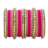 Velvet Bangles set with Golden Mirrorwork Kada