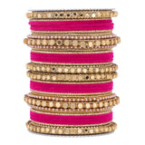 Velvet Bangles set with Golden Mirrorwork Kada
