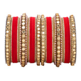 Velvet Bangles set with Golden Mirrorwork Kada