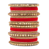 Velvet Bangles set with Golden Mirrorwork Kada