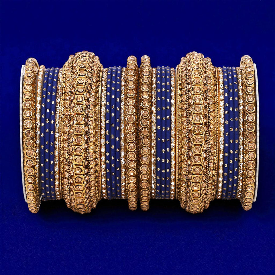 Luxurious Golden dotted and Stone bangle set by Leshya