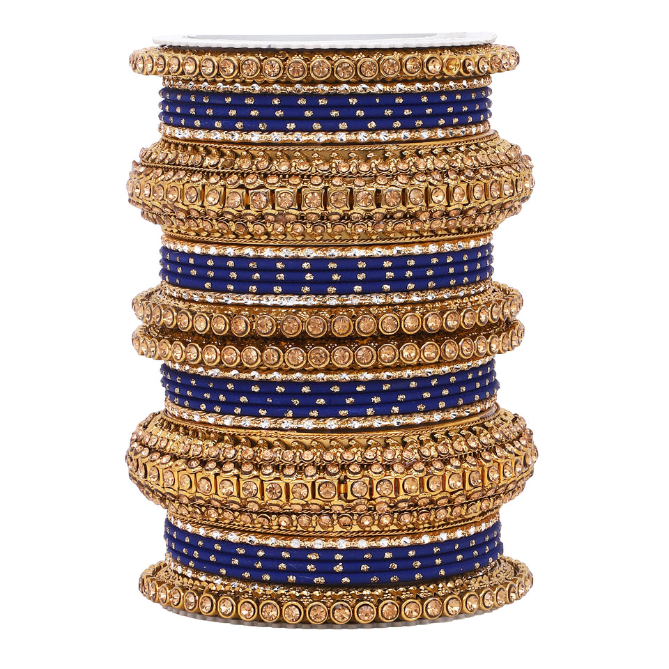 Luxurious Golden dotted and Stone bangle set by Leshya