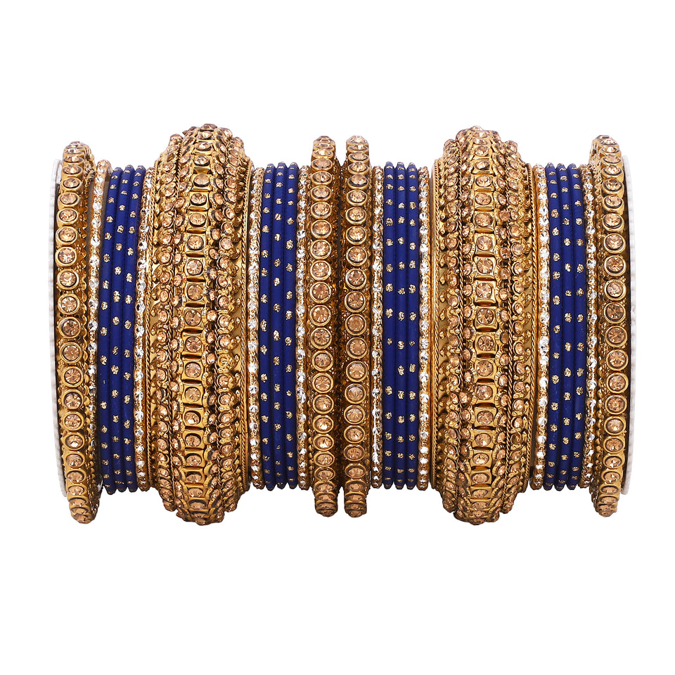Luxurious Golden dotted and Stone bangle set by Leshya