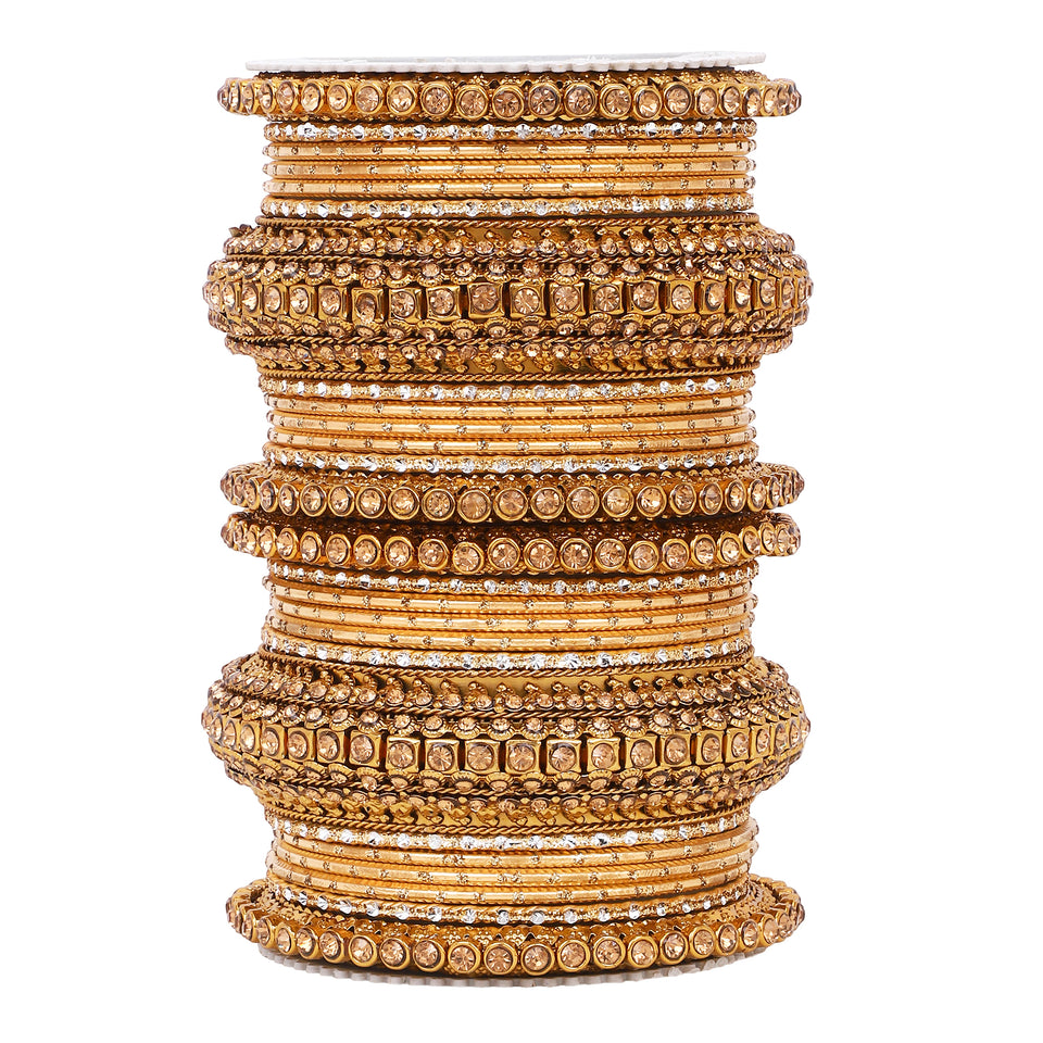 Luxurious Golden dotted and Stone bangle set by Leshya
