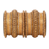 Luxurious Golden dotted and Stone bangle set by Leshya