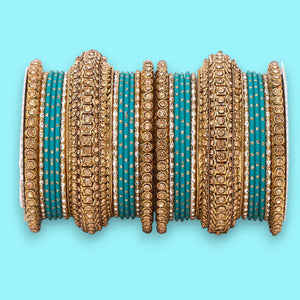 Luxurious Golden dotted and Stone bangle set by Leshya