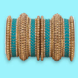 Luxurious Golden dotted and Stone bangle set by Leshya