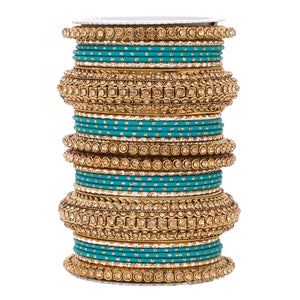 Luxurious Golden dotted and Stone bangle set by Leshya