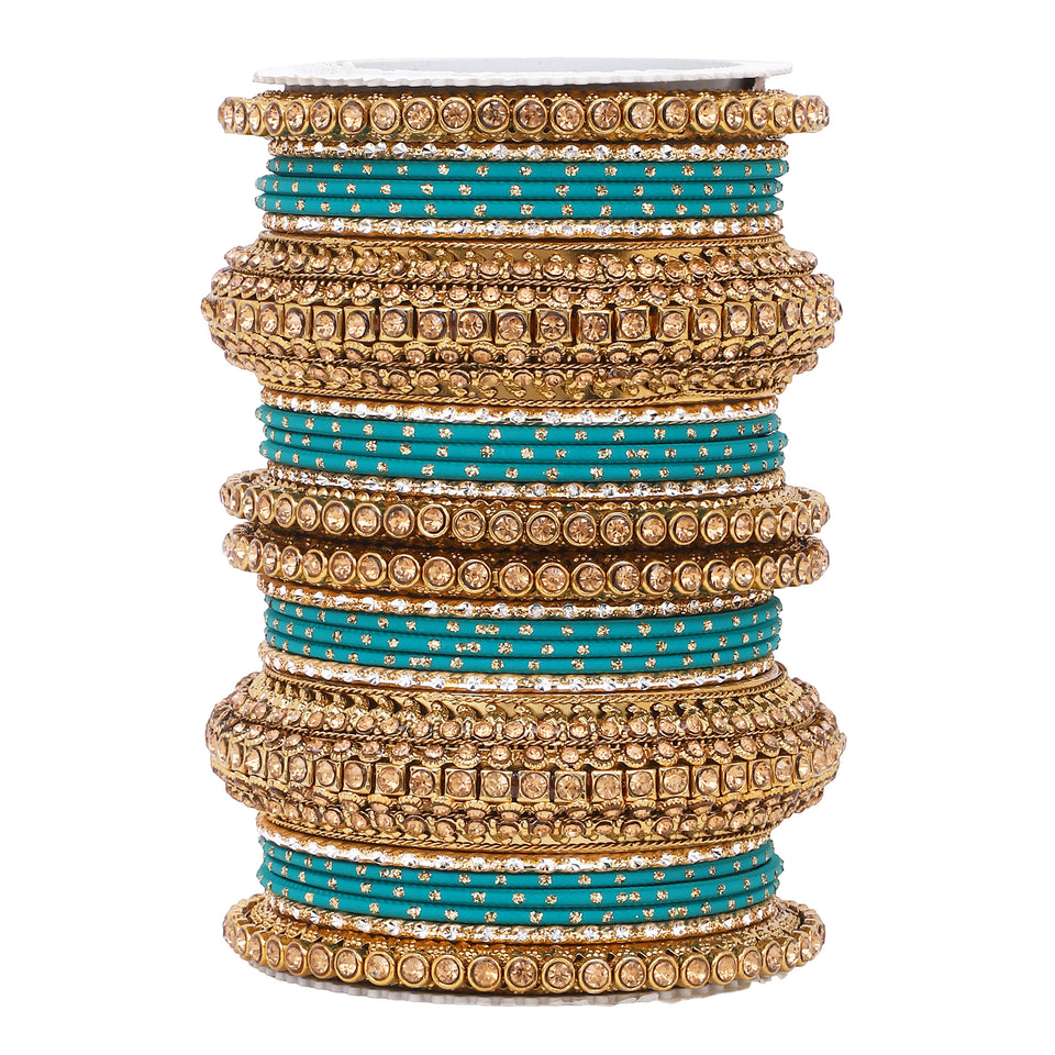 Luxurious Golden dotted and Stone bangle set by Leshya