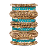 Luxurious Golden dotted and Stone bangle set by Leshya