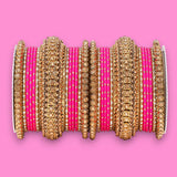 Luxurious Golden dotted and Stone bangle set by Leshya
