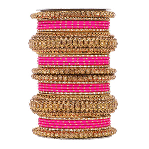 Luxurious Golden dotted and Stone bangle set by Leshya