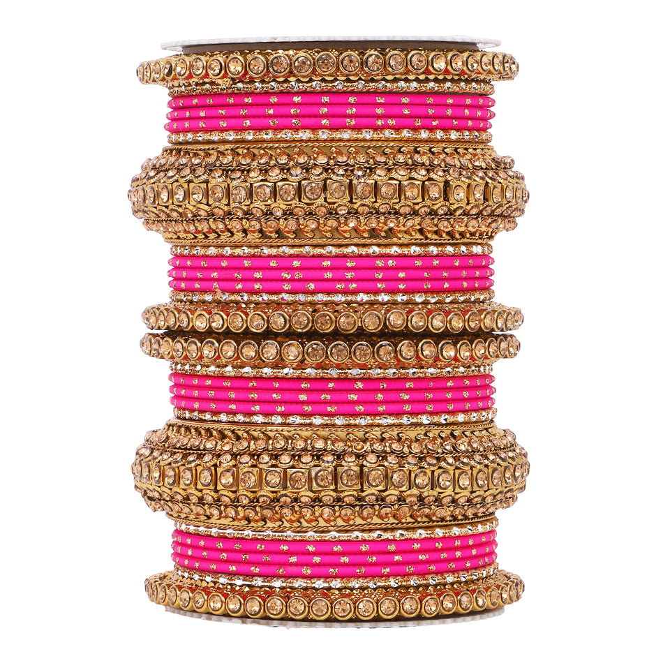 Luxurious Golden dotted and Stone bangle set by Leshya