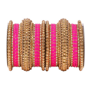 Luxurious Golden dotted and Stone bangle set by Leshya
