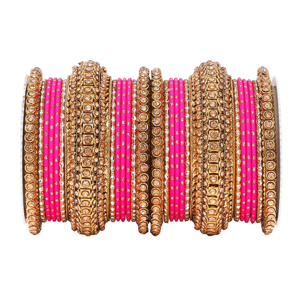 Luxurious Golden dotted and Stone bangle set by Leshya