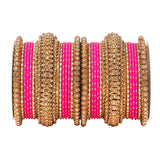 Luxurious Golden dotted and Stone bangle set by Leshya