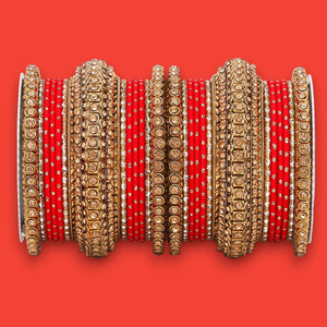 Luxurious Golden dotted and Stone bangle set by Leshya