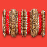 Luxurious Golden dotted and Stone bangle set by Leshya