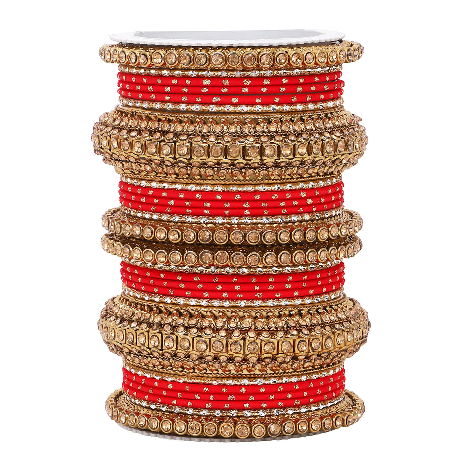 Luxurious Golden dotted and Stone bangle set by Leshya