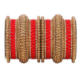 Luxurious Golden dotted and Stone bangle set by Leshya