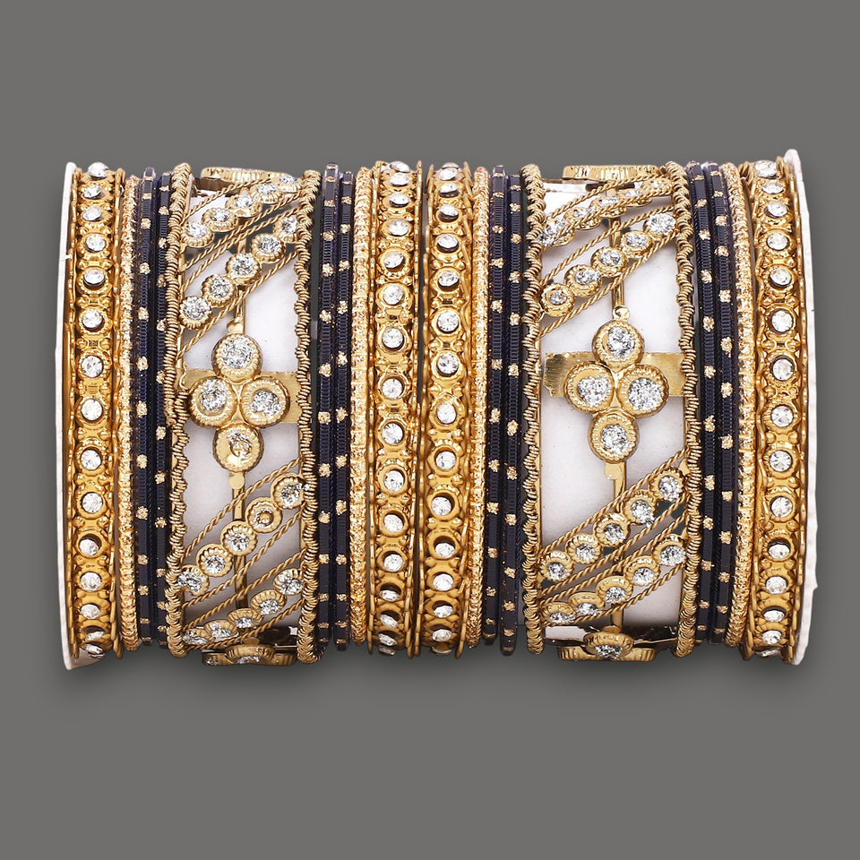 Golden dotted and Stone bangle set by Leshya